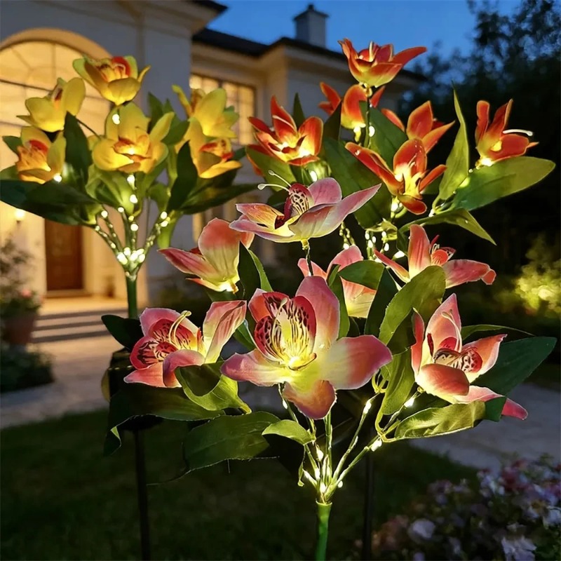 Halo Outdoor Lighting - Orchideen-Boden-LED-Leuchte Künstliche Blumenlampe für Feiertage, Garten,