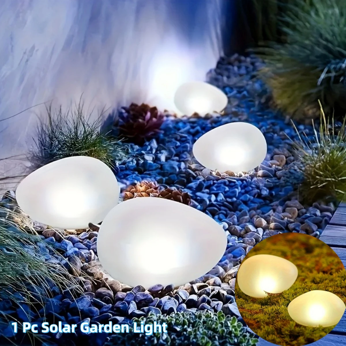 Halo Outdoor Lighting - Solar-Steinlicht, Milchglas-Bodenlampe, wasserdichte Laterne für den