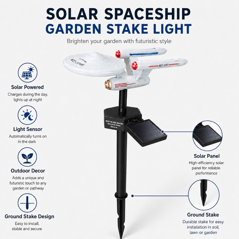 Outdoor Lighting Gazebo - Star Trek USS Enterprise Solar-Gartenleuchte mit