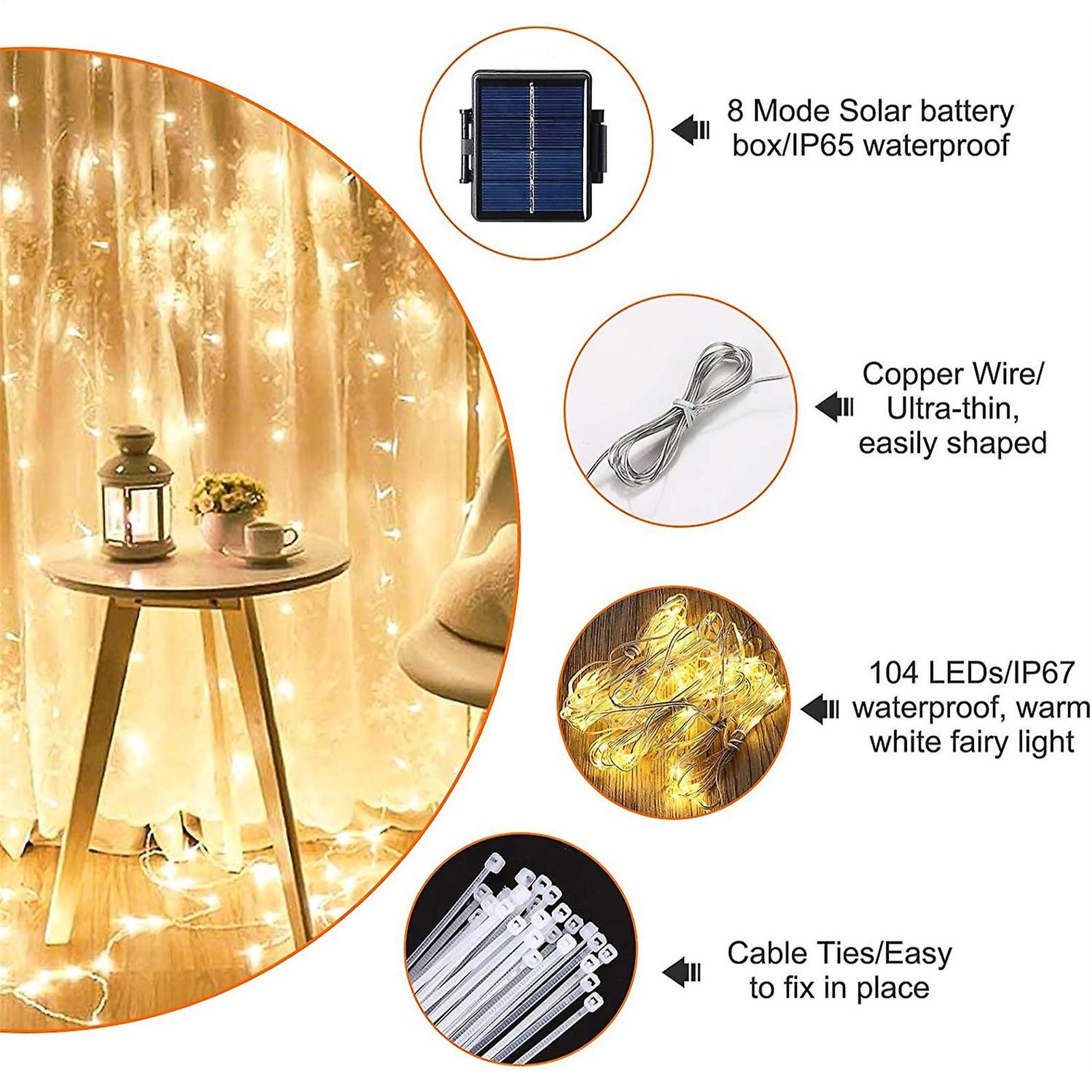 Outdoor Lighting Gazebo - Solar-Sonnenschirm-Lichterkette 104 LED, wasserdichte Solarleuchte für