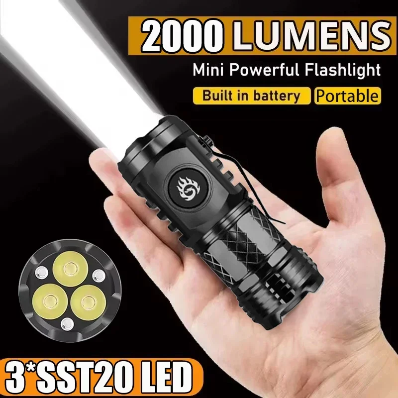 Outdoor Lighting Diy - Hochleistungs-Taktische Taschenlampe 3LED Mini-Schlüsselanhänger-Fackel USB-Aufladbar Wasserdichte