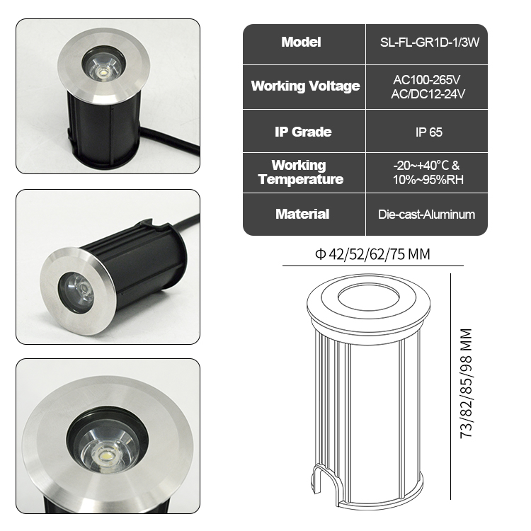 1W/3W DC12v IP65 Wasserdichter – Ground Light Recessed Bewertung und Preis